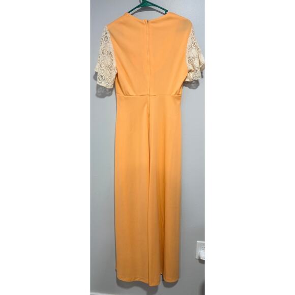 Vintage Joni Blair of California Maxi Dress with Lace Sleeves size 14 (modern 8) - Picture 2 of 7